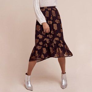 Anthropologie Metallic Floral Oralie Skirt by Floreat